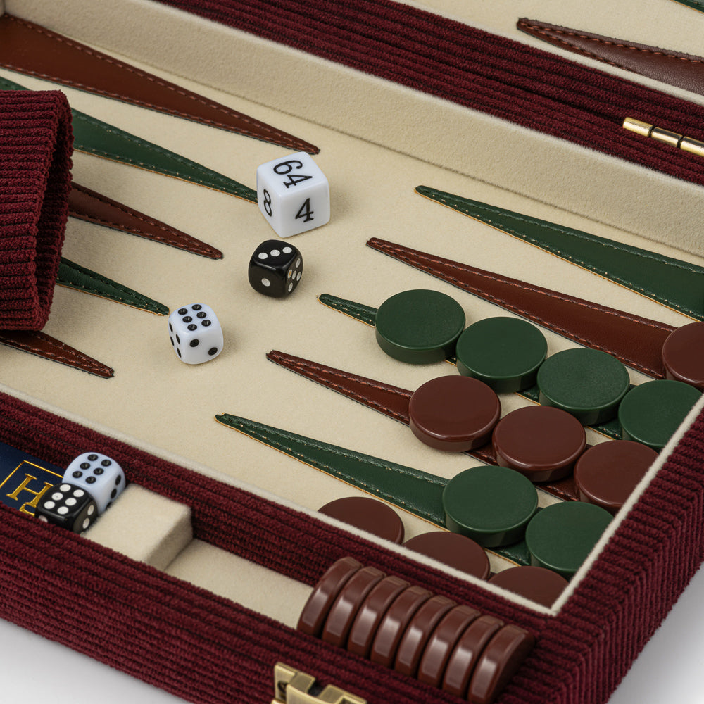 The Burgundy Corduroy Backgammon Set