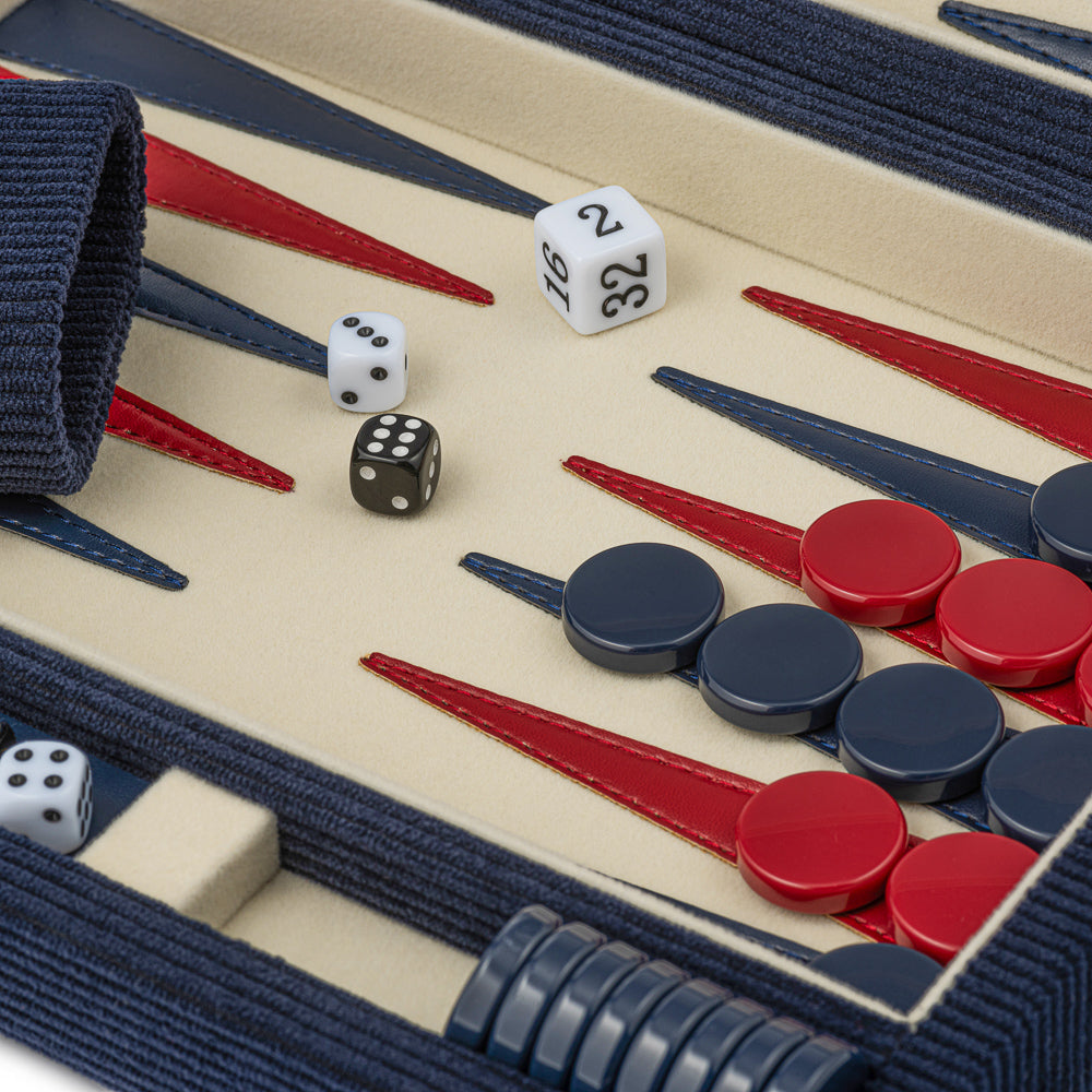 The Navy Corduroy Backgammon Set