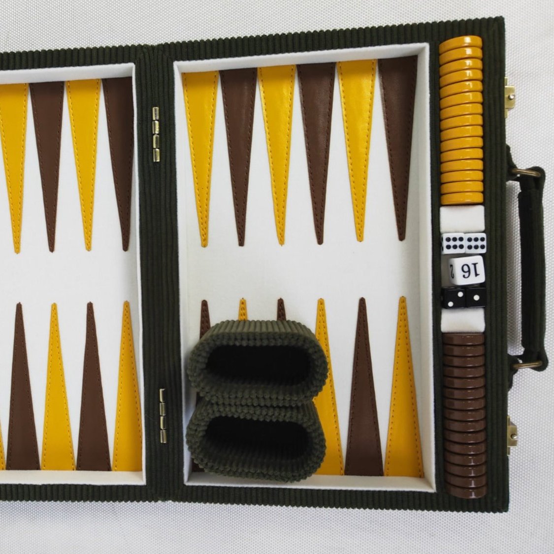 The Olive Green Corduroy Backgammon Set