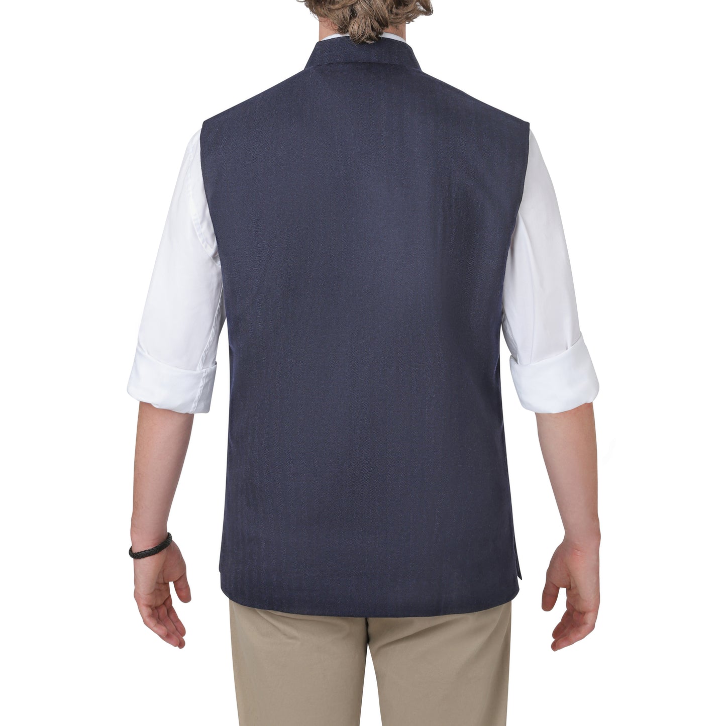 The Navy - Herringbone Nehru Gilet