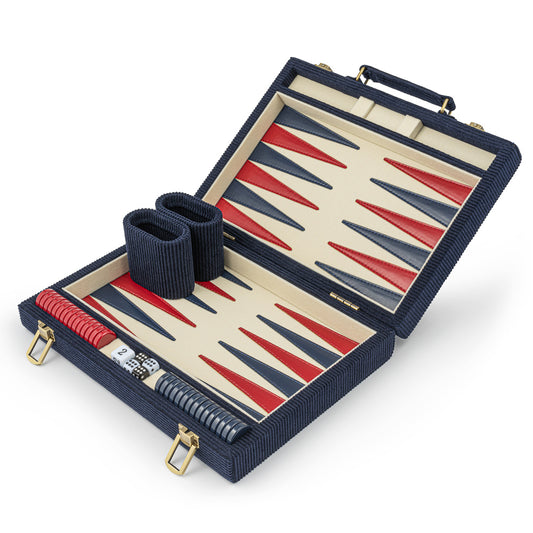 The Navy Corduroy Backgammon Set