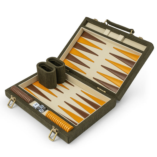 The Olive Green Corduroy Backgammon Set