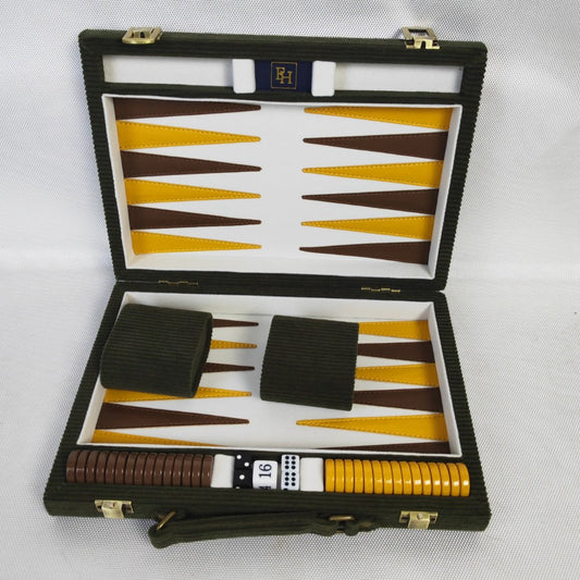 The Olive Green Corduroy Backgammon Set